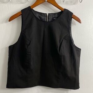 WHBM Black Taffeta Sleeveless Crop Top New with Tags Zipper 14